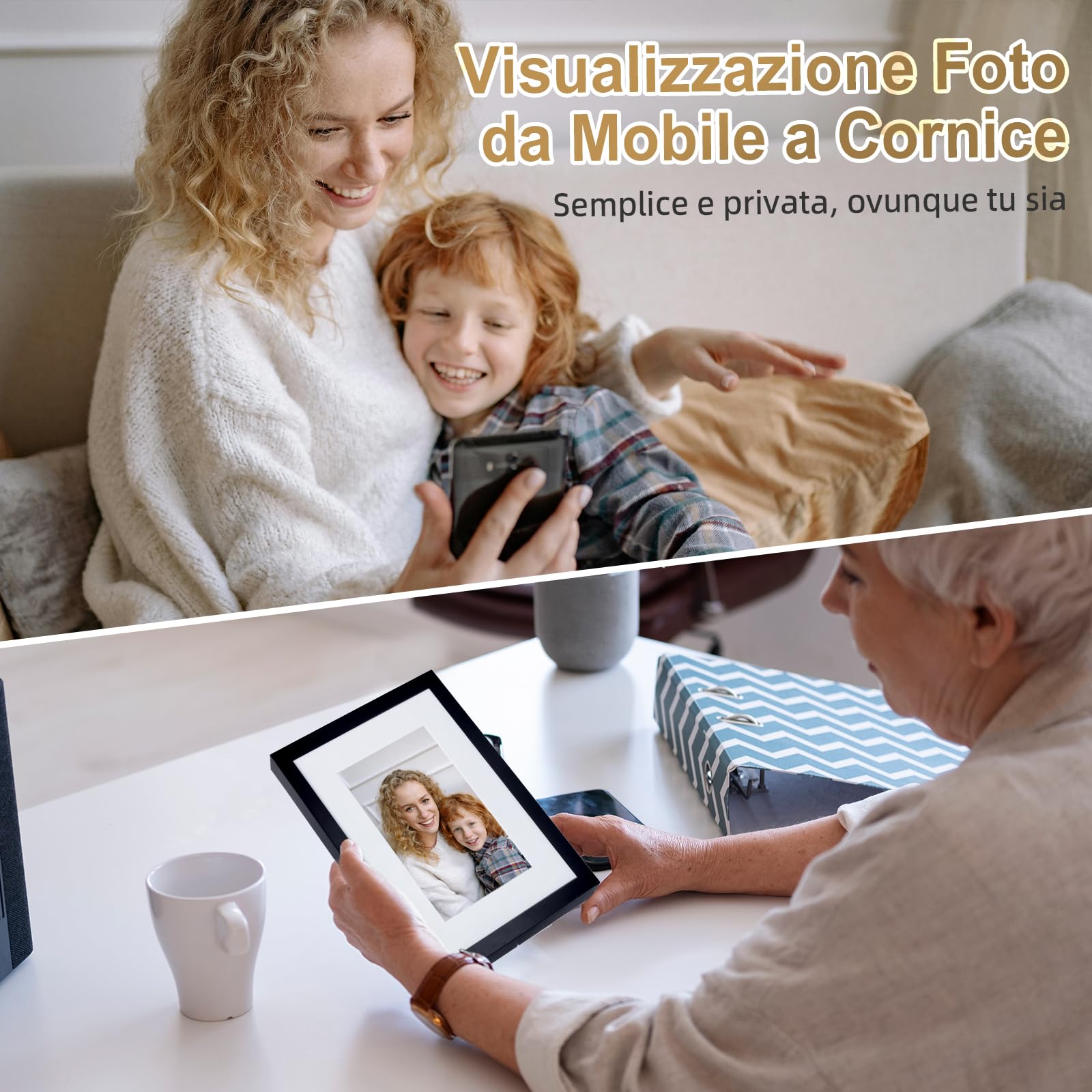 Cornice Digitale, Rollei Smart Frame WiFi 110 10,1 Pollici Frameo Portafoto Digitale 32GB IPS Touchscreen 1280x800 Condivisione di Foto e Video Cornice Nera Cornice-Foto-Portafoto-Cornici-Digitali