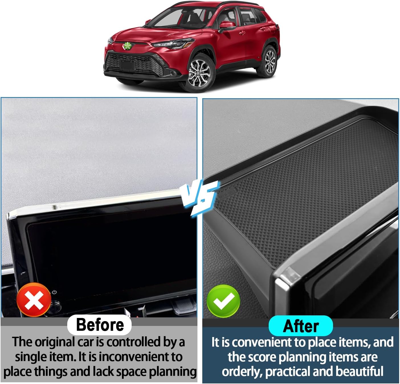 2026 Corolla Cross Behind Screen Organizer for Toyota Corolla Cross Accessories Dash Storage Tray Compatible with 2022-2026 Toyota Corolla Cross & 2022-2026 Toyota Corolla Hatch(For 7/8/9" Screen)