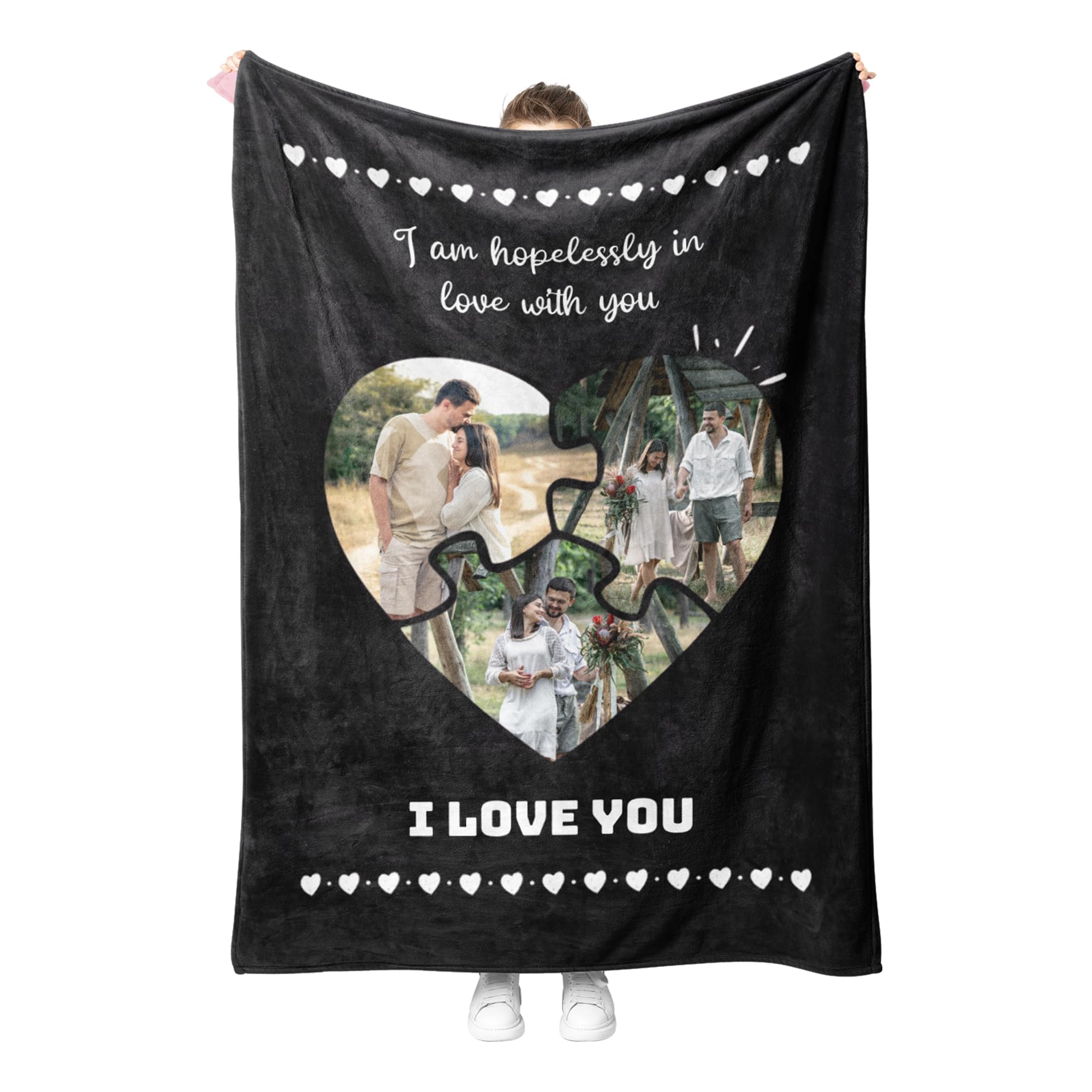 Personalised Blanket Custom Photos Blanket Memory Gift with Photo Text Collage Customized Blankets Gift for Family Mom Dad Kids Wife Friends