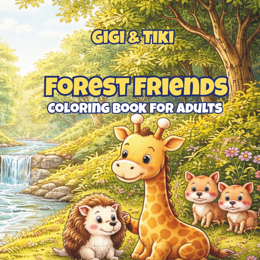 Gigi & Tiki: Forest Friends: A Relaxing Forest Animals Coloring Book for Adults and Teens with Cute Nature Scenes