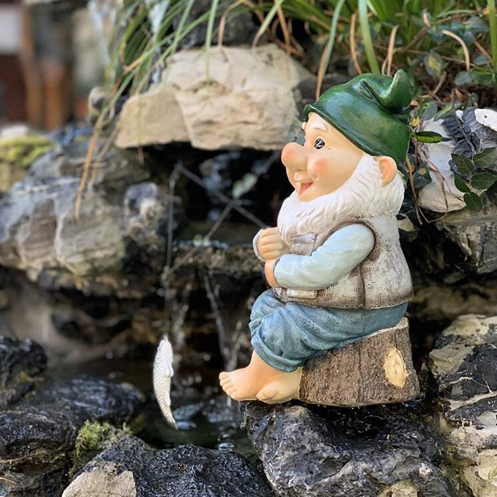 Krasnal wędkarski ogrodowa statuetka ogród na zewnątrz trawnik ozdoba dekoracja