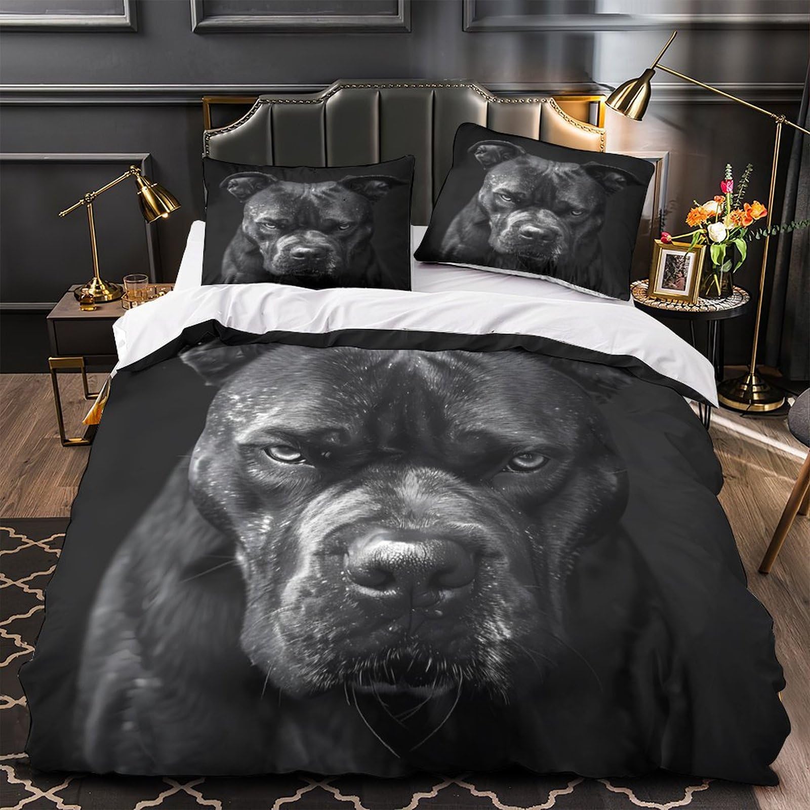 Parure de lit 140x200 motif chien en colère pour chambre d'enfant originale