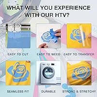 Vista 55 de HTVRONT - Rollos de vinilo termotransferible (HTV) blanco y negro, 12 pulgadas x 15 pies de vinilo de planchado para Cricut & Cameo, para camisas