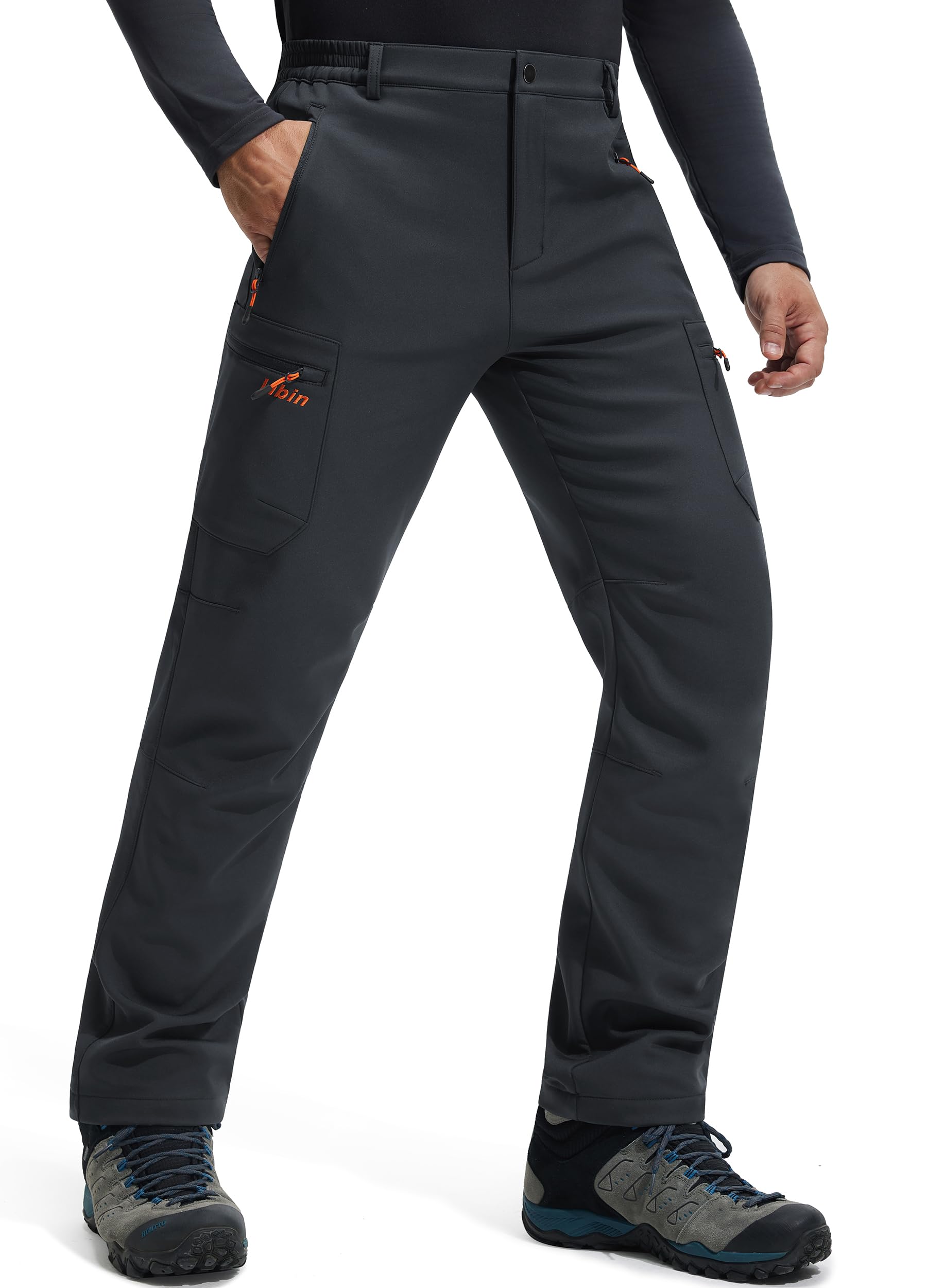 Libin Pantaloni da Neve Uomo Softshell Trekking Impermeabile Invernali Escursionismo Pantaloni Tasca con Cerniera