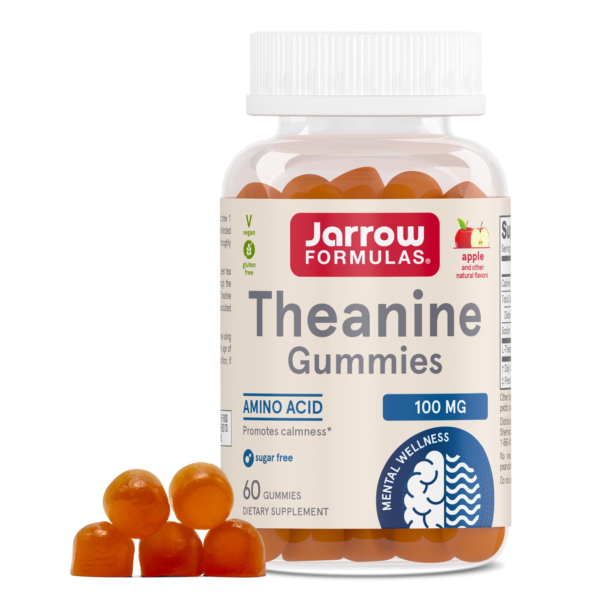 Jarrow Children's Theanine 100mg, 60 Apple-Flavored Gummies Apple 60 Count (Pack of 1)