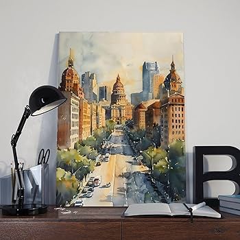 Amazon.com: ZJLAMZ Fort Worth Watercolor Painting Stockyards