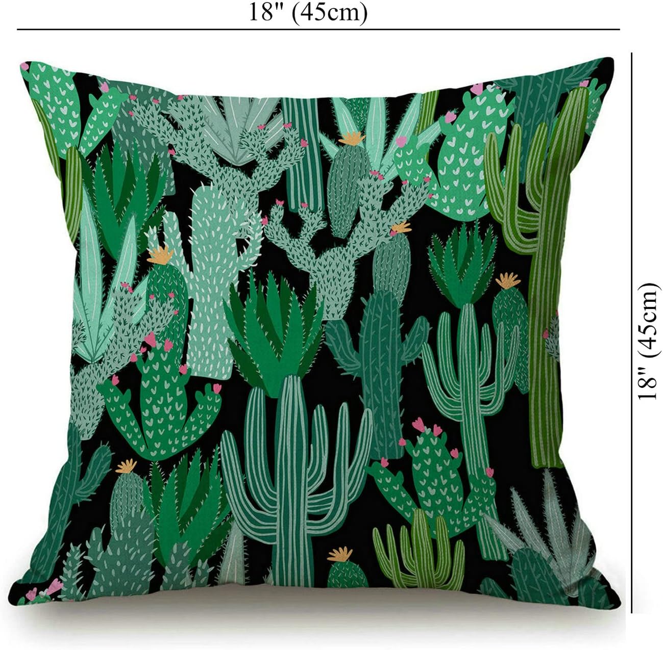 Decorative Cacti Green Pillow Cover 18 x 18, Cactus Decor Flower Throw Pillow Covers Linen Cushion Case for Living Room Couch Sofa Patio Outdoor Home Decor image 4