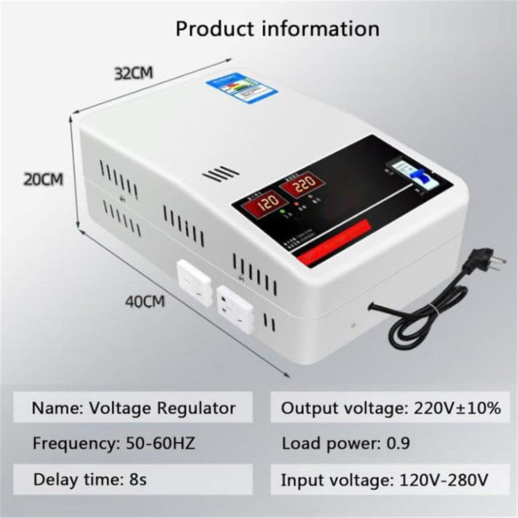Regulador de Voltaje AutomáTico, 220V Montaje en Pared para Uso DoméStico 15000W ProteccióN contra Sobretensiones Estabilizador de TensióN Ca PequeñO, 6 Protecciones Principales,20000