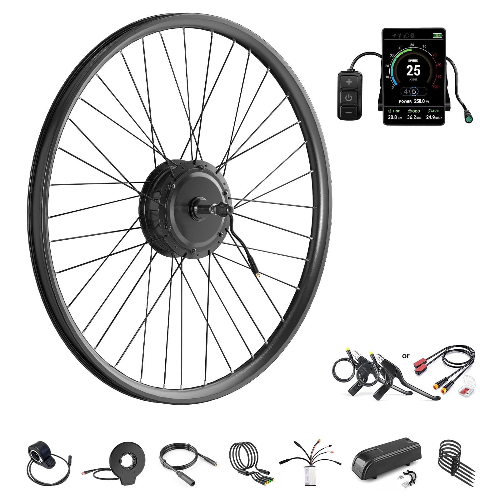 BAFANG 36V 250W Rear Hub Motor, 700C Ebike Convertion Kit with VD04 Display