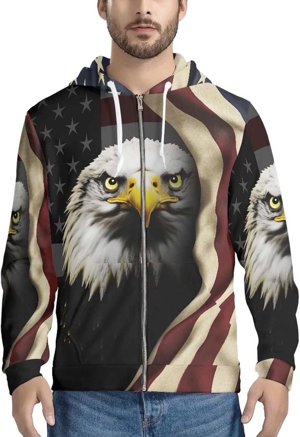 Amzbeauty Men's Stylish Hooded Zip-Up Sweatshirt Fashionable Casual Wear Durable