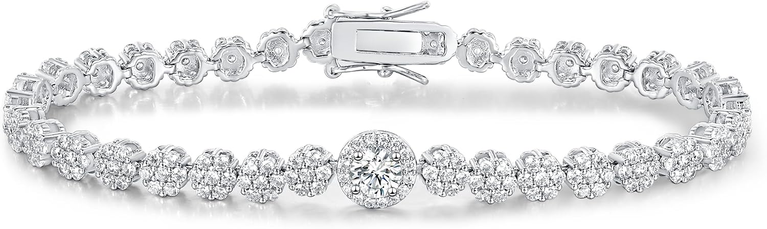 Gemsme Tennis Bracelets for Women and Men, 18k White Gold Plated Cubic Zirconia Tennis Bracelet for Women, Suitable for Everyone Size 6-8 Inch