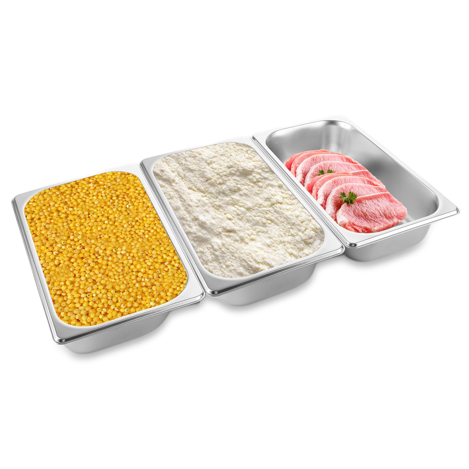Lot de 4 bac gastro inox avec couvercle, 32,5 x 17,5 x 6,5 cm plat gastro inox avec couvercle, bac gastronorme plat gastro rectangulaire bols à paner