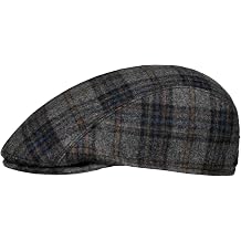 Mayser Lennart Flat Cap Checked Virgin Wool Leather Manufactured in the EU Men Autumn Winter