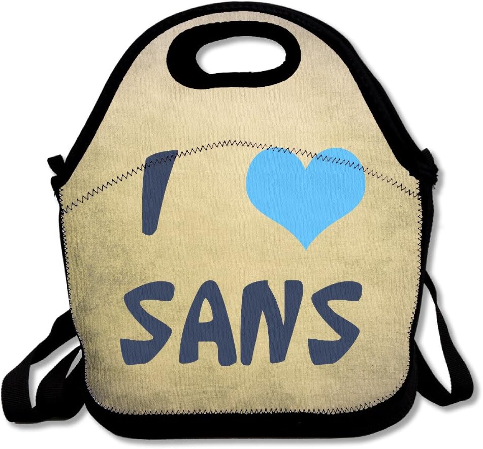 I Love Sans Lunch Bag Lunch Boxes, Waterproof Outdoor Travel Picnic Lunch Box Bag Tote With Zipper And Adjustable Crossbody Strap
