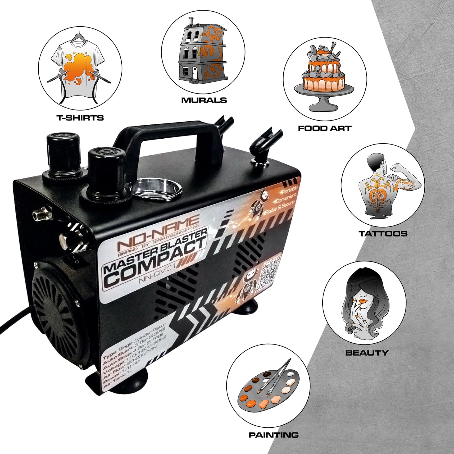 Compact Master Blaster Airbrush Compressor by NO-NAME Brand (With Airbrush)