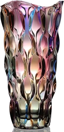 Florero de cristal colorido grueso de 11.6 pulgadas para decoración del hogar, mesa de boda, oficina, vacaciones, fiesta, centro de mesa