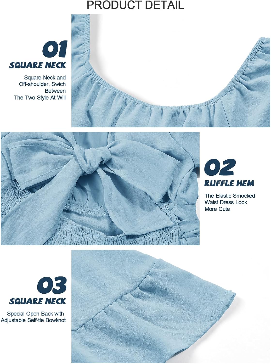 Batermoon Girls Long Sleeve Tie Back Dress Kids Fall Square Neck A-Line Mini Dresses 5-14 Years - Image 6