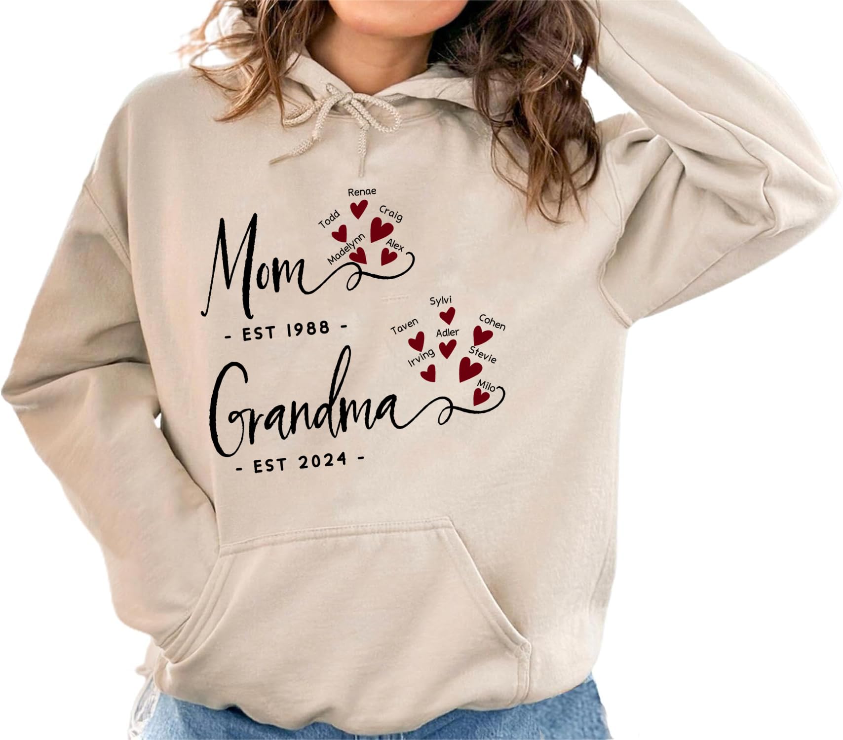NAZENTI Personalized Grandma Sweatshirt,Custom Nickname with Kids Name, Mothers Day Shirt, Gift for Christmas Birthday