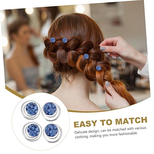 Miniatura 4 de Lurrose 12 piezas de diamantes de imitación en espiral para el cabello, pasadores en espiral, moño, accesorios para el cabello para fiesta de boda