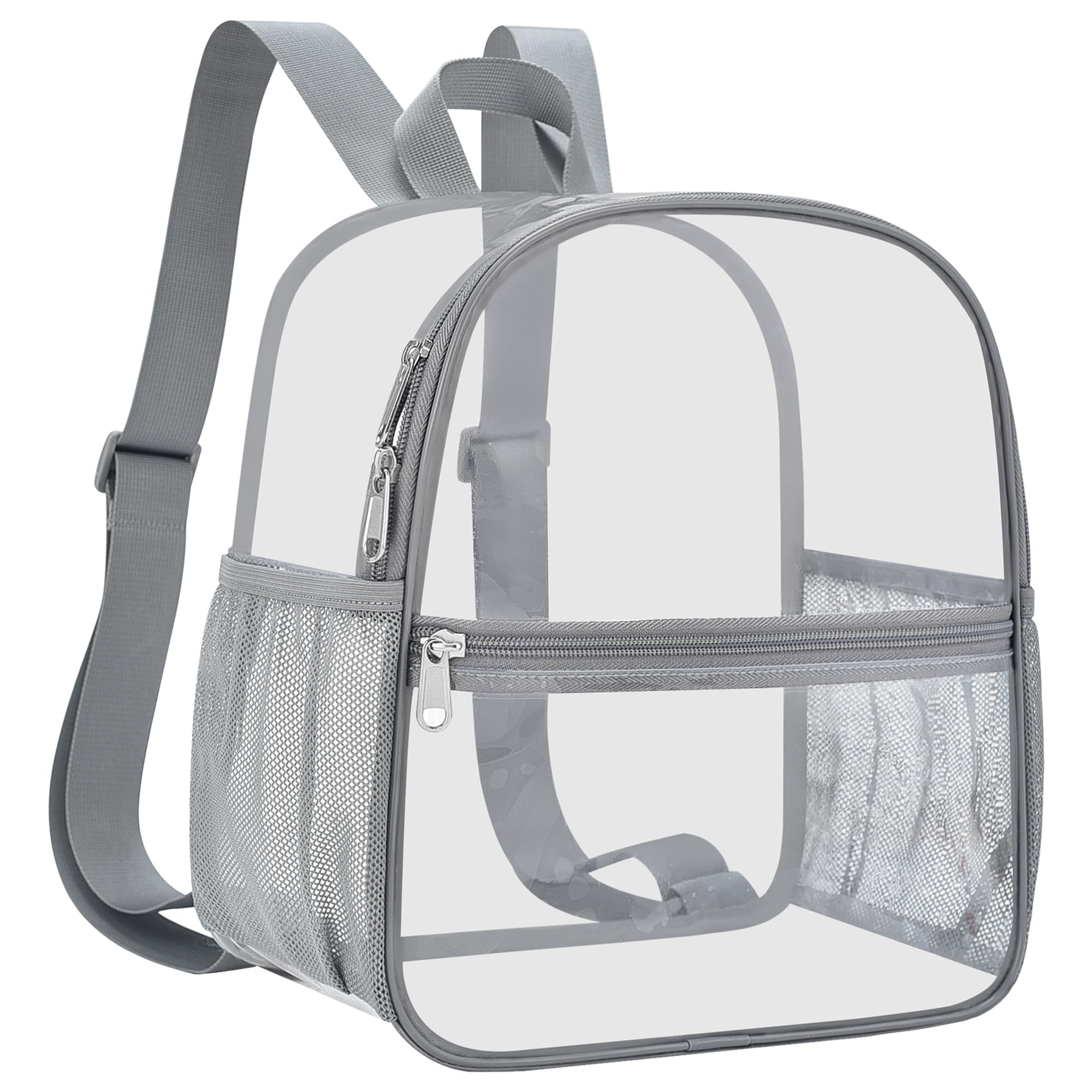 Oraben Clear Backpack for Stadium Events Clear Stadium Backpack 12x6x12 Bag (Nylon Shoulder Straps, Grey)