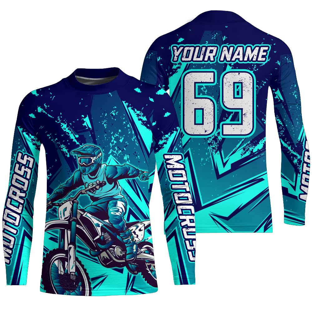 Motocross Racing Jersey UPF30+ Youth Dirt Bike Shirt Men Women Kid Off-Road Motorcycle Racing Jersey| XM93 (Kid Jersey)