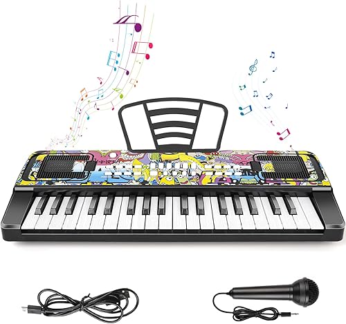 M SANMERSEN Teclado de piano para niños, piano para niños, teclados musicales de 37 teclas, pianos electrónicos con soporte para libro de música,