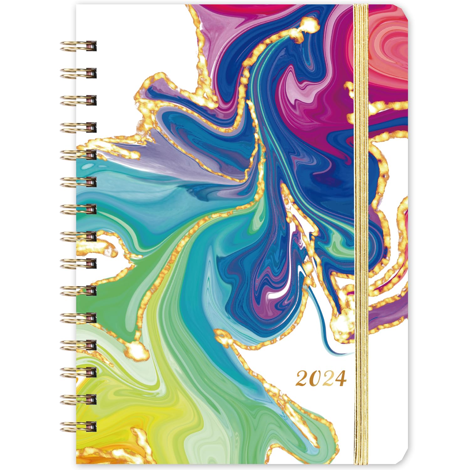 2024 Planner - Planner 2024, Weekly & Monthly Planner, Jan 2024 - Dec 2024, 8.5" x 6.4", Planner with Hardcover, Twin-Wire Binding, Elastic Closure, Monthly Tabs, Inner Pocket, Daily Organnizer