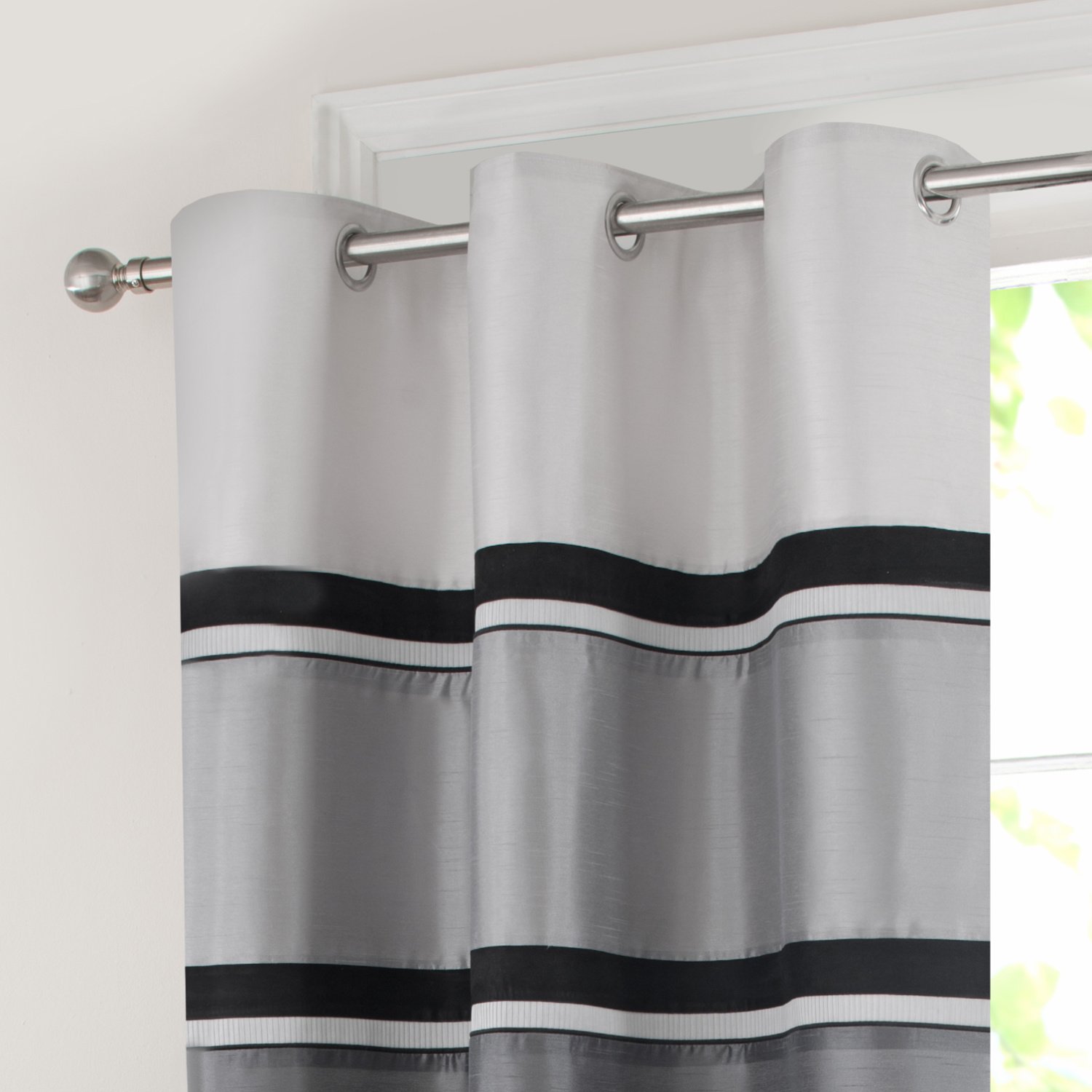 Tende semitrasparenti con passanti, 132 x 160 cm, set di 2 tende bianche ricamate con fiori, motivo rami, in poliestere, per soggiorno, camera da letto, cucina