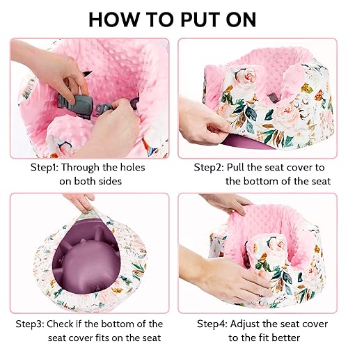 Miniatura 3 de DILIMI Minky - Funda de asiento compatible con asiento Bumbo, extraíble, ultra suave, cómoda, cálida, funda de asiento para bebé niña y niño, flor