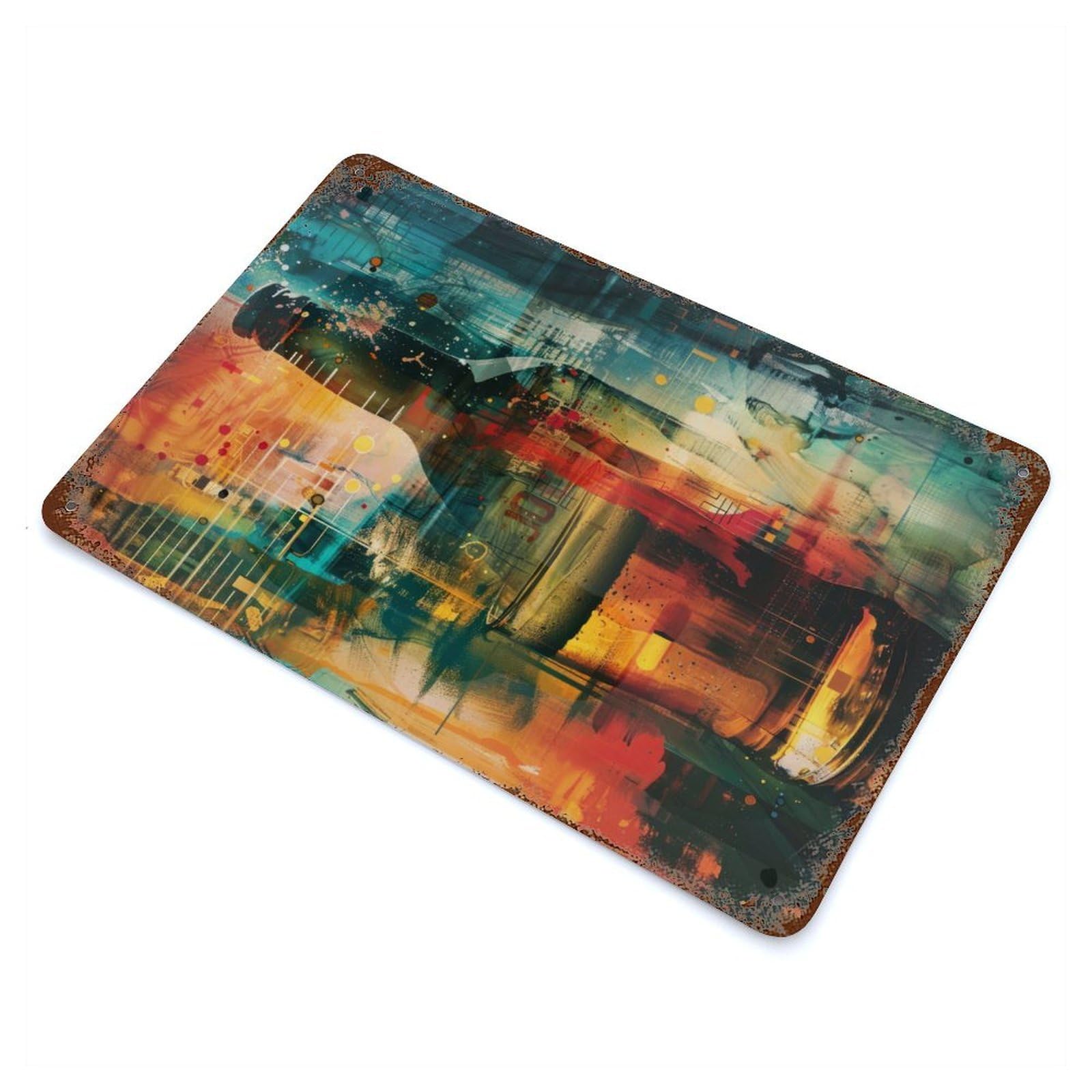 Rust Effect Abstract Brew Weathered Tin Sign 11.8"x7.9", Retro Wall Decor for Garage, Bar And Workshop Decor