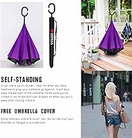 Vista 72 de SIEPASA Paraguas invertido invertido de 49/56 pulgadas, doble toldo extra grande, ventilado, resistente al viento, impermeable, paraguas de golf