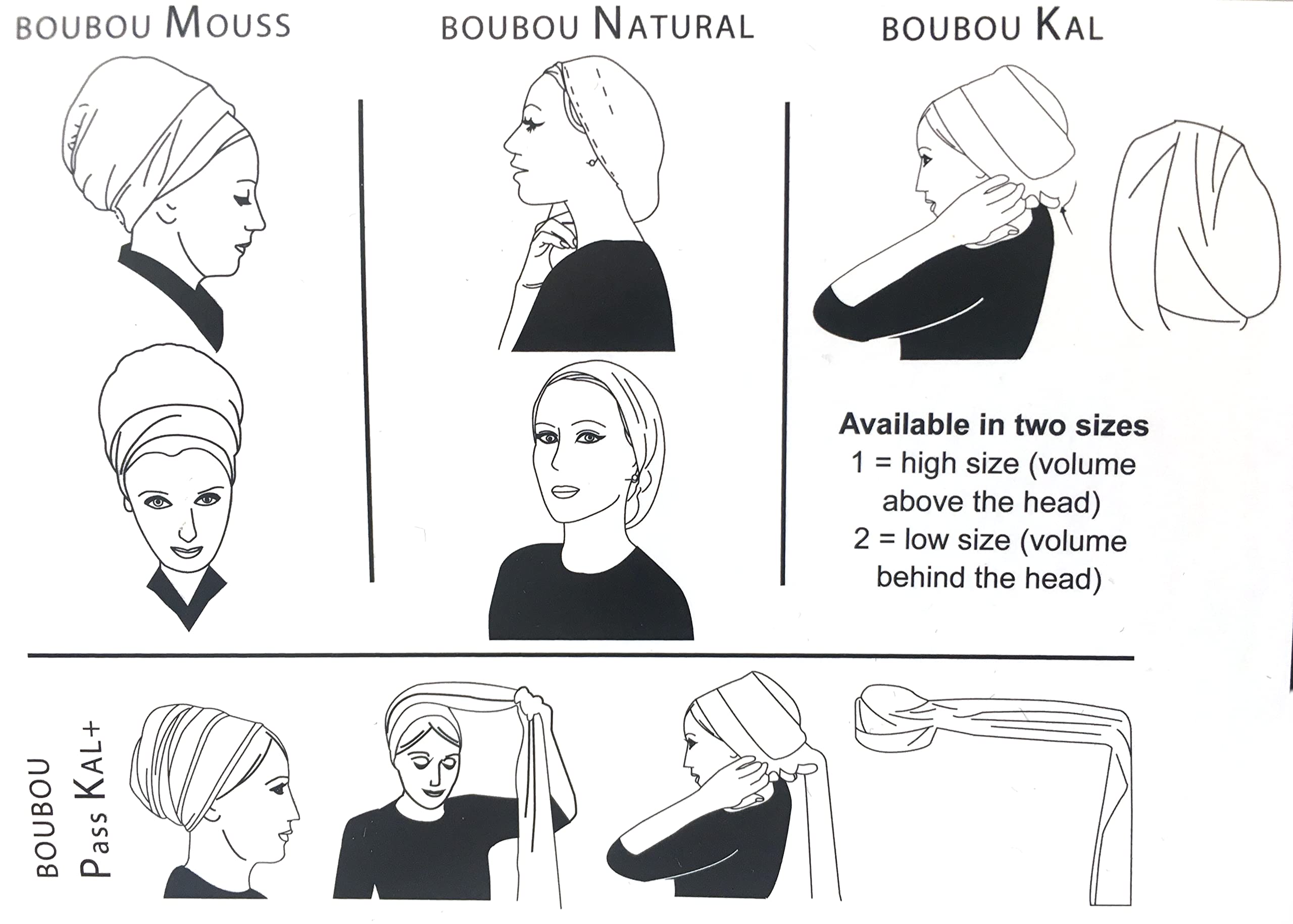 Tichel Volumizer Boubou Mouss Shaper, Mid-Height Non Slip, Adjustable, for Under Headscarf Headwrap Hijab - by Rinati Lakel