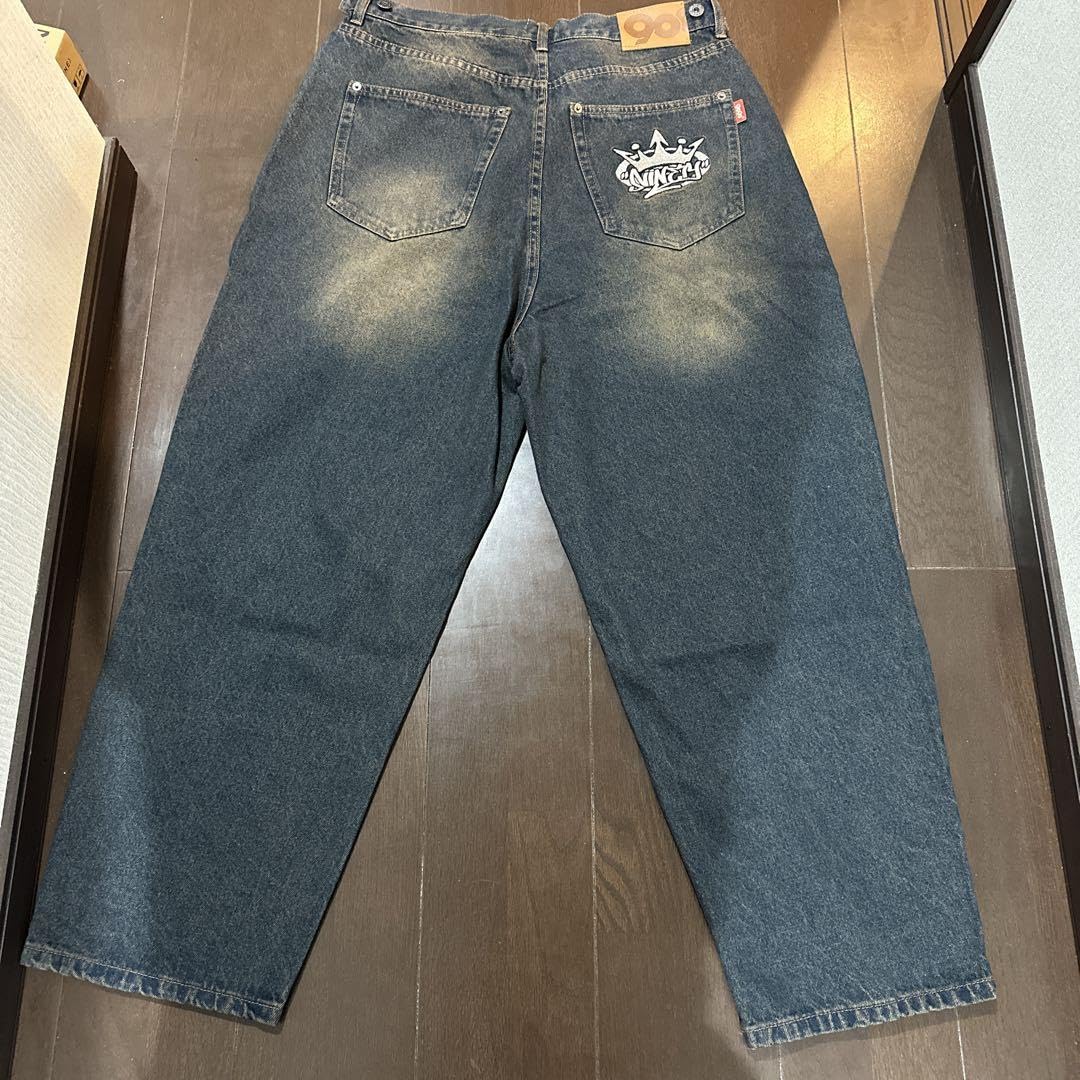 Amazon.co.jp: 9090デニム King Logo Wide Tuck Denim Pants 