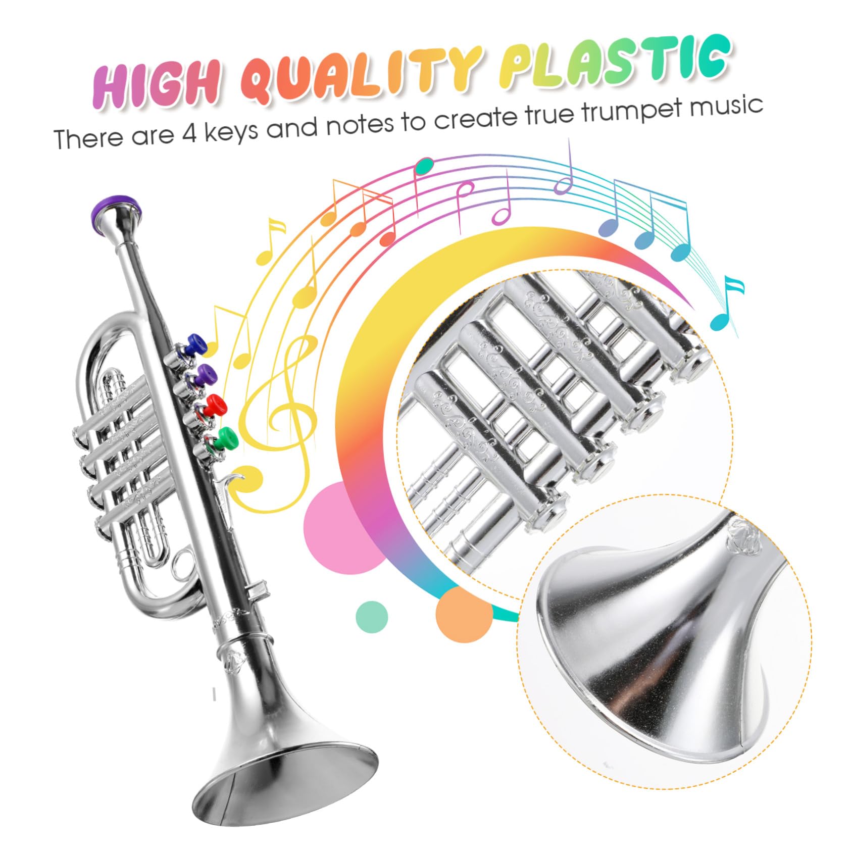 Tromba di Plastica per Ragazzo Ragazza Giocattolo Tromba Realistico Squisito Giocattolo Musicale Strumento per Apprendimento Musicale