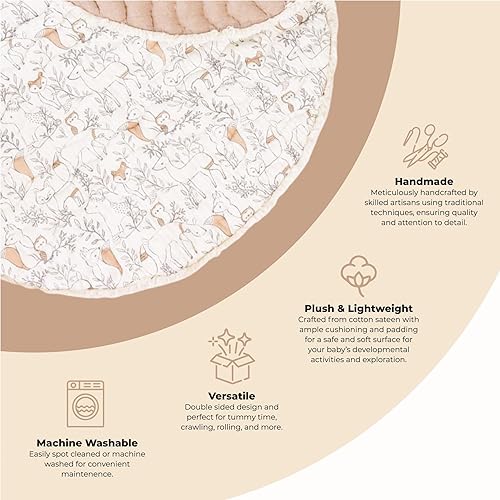 Miniatura 2 de Crane Baby Tapete de actividad tapete acolchado para niños y niñas estampado de bosque 40 x 40 pulgadas