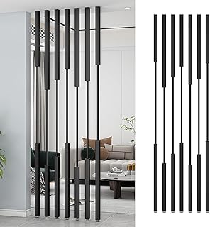 5/8個の間仕切りスクリーン、ホームオフィスのプライバシーとスタジオアパートメントの装飾のための自立型アイアンパーティション、穴あけ不要の天井から床までのセパレーターコラム(5pcs-A,150cm)