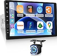 Vista 8 de Estéreo de coche de 9 pulgadas con pantalla táctil de un solo DIN compatible con Apple Carplay y Android Auto, radio de coche Bluetooth con cámara