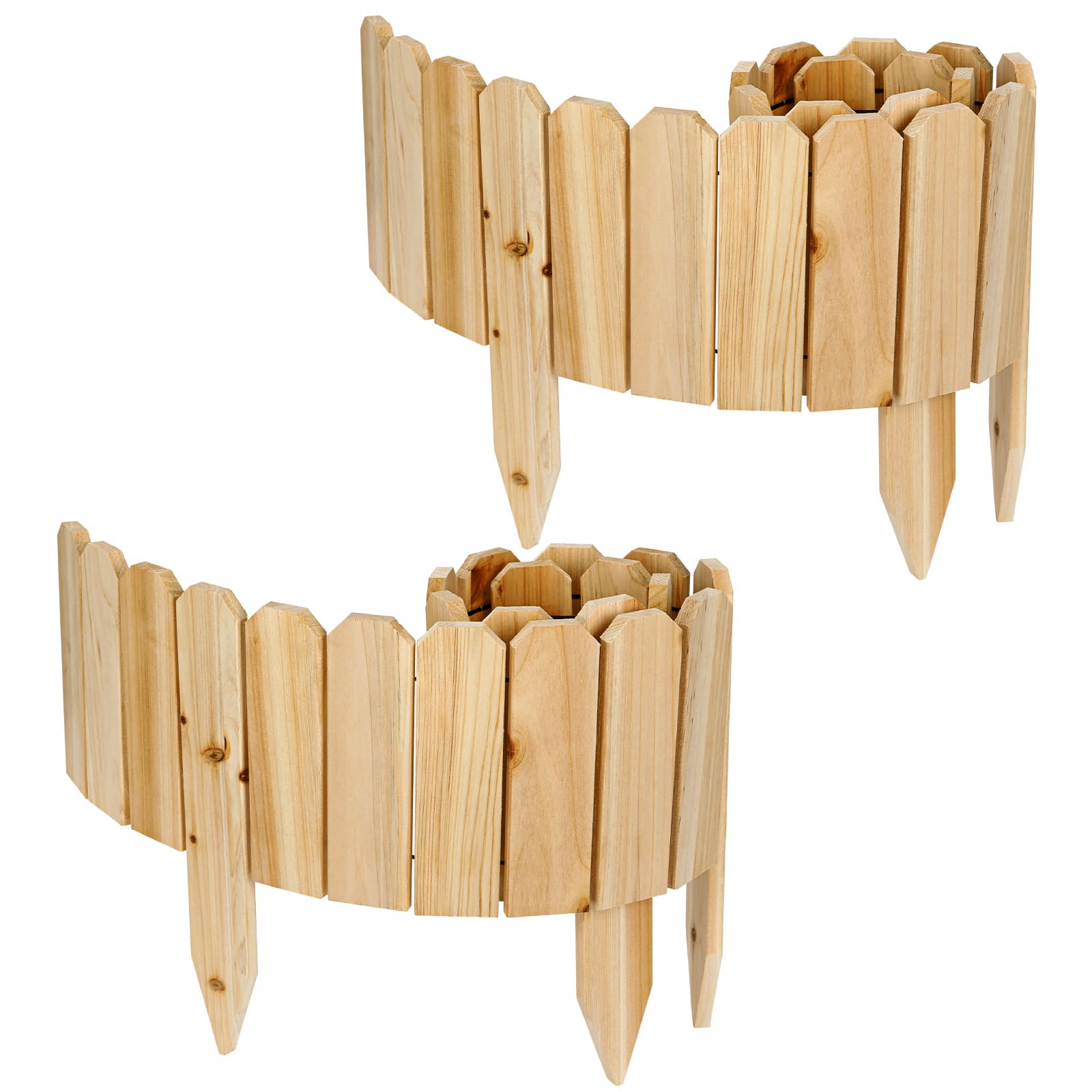 2 Pack Wooden Garden Fence 120 x 20 cm Flexible Edging Border
