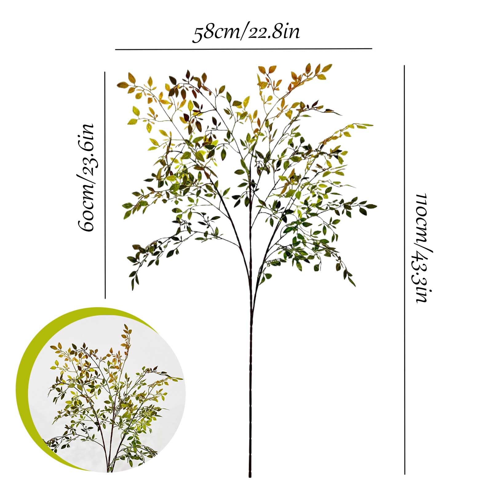 Künstliche Zweige, 110 cm, künstliche Nandina-Zweige, künstlicher Kunststoff, hoher Stiel, Herbstpflanzen für drinnen und draußen, Tischdekoration, Kamin, Halloween, Heimdekoration, Grün, Orange, 3