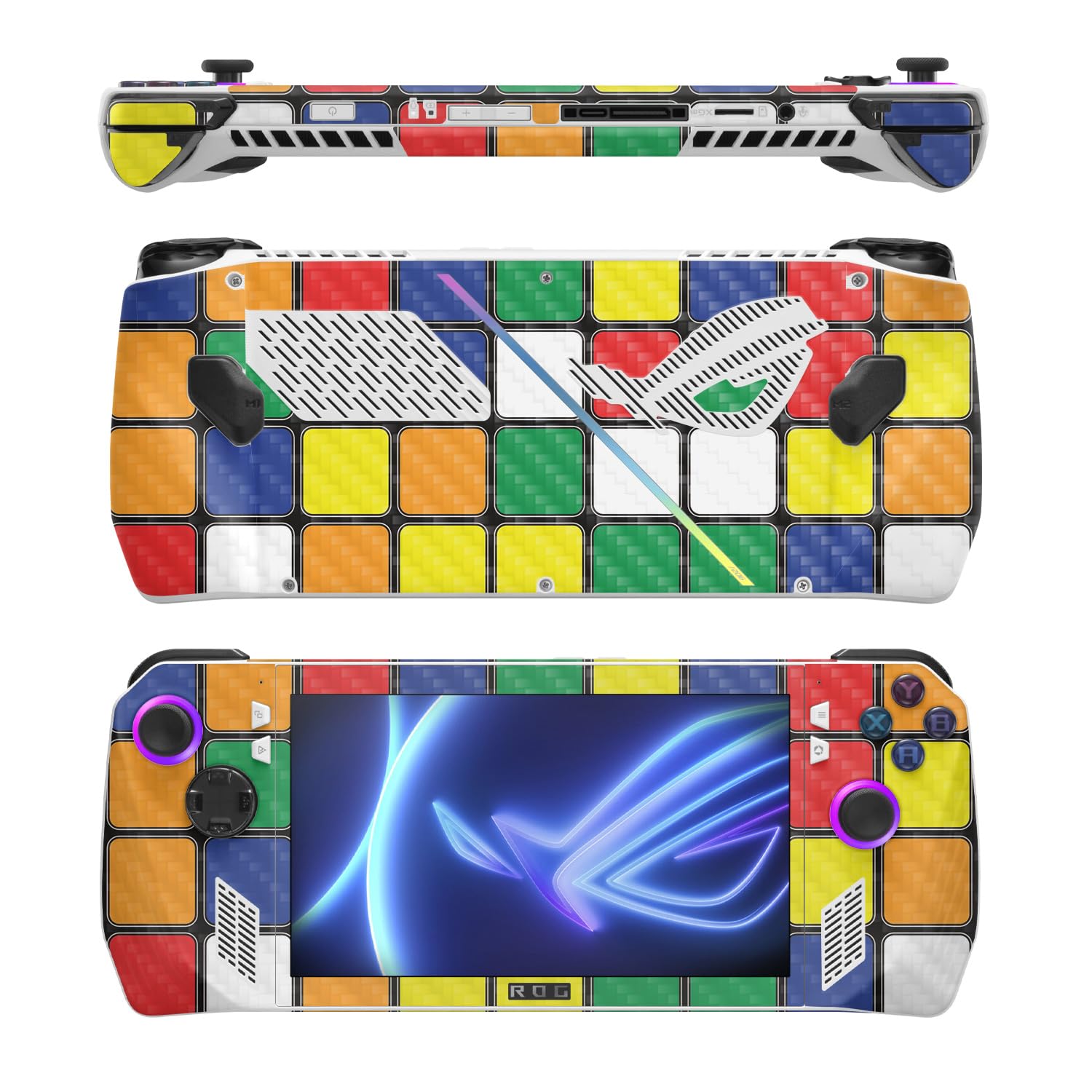 MightySkins Carbon Fiber Skin Compatible with Asus ROG Ally - Puzzle Cube | Protective, Durable Textured Carbon Fiber Finish | Easy to Apply