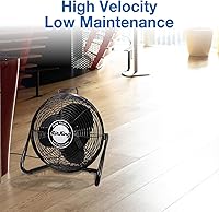 Vista 3 de Ventilador de piso, giratorio, alta velocidad, calidad industrial, Acero, Negro, 12 pulgadas