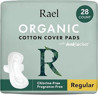 Rael Organic Cotton Ultra Thin Pads with Wings - Regular Absorbency, Unscented, Leak-Proof Period Protection for Women (28 Ct)