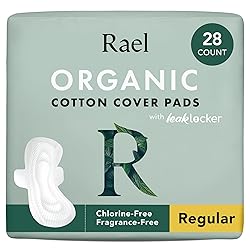 Rael Organic Cotton Cover Pads - Regular Absorbency, Unscented, Ultra Thin Pads with Wings for Women (Regular, 28 Count)
