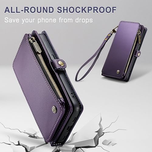 Miniatura 6 de Defencase Funda para iPhone 15, bloqueo RFID, funda protectora de piel sintética para iPhone 15, para mujeres y hombres, con ranura para tarjetas de