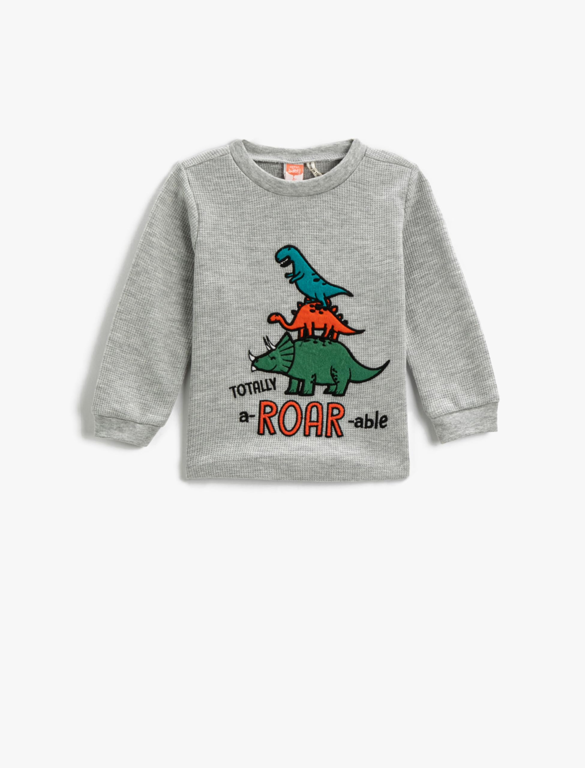 Dinozor Baskılı Uzun Kollu Tişört Pamuklu