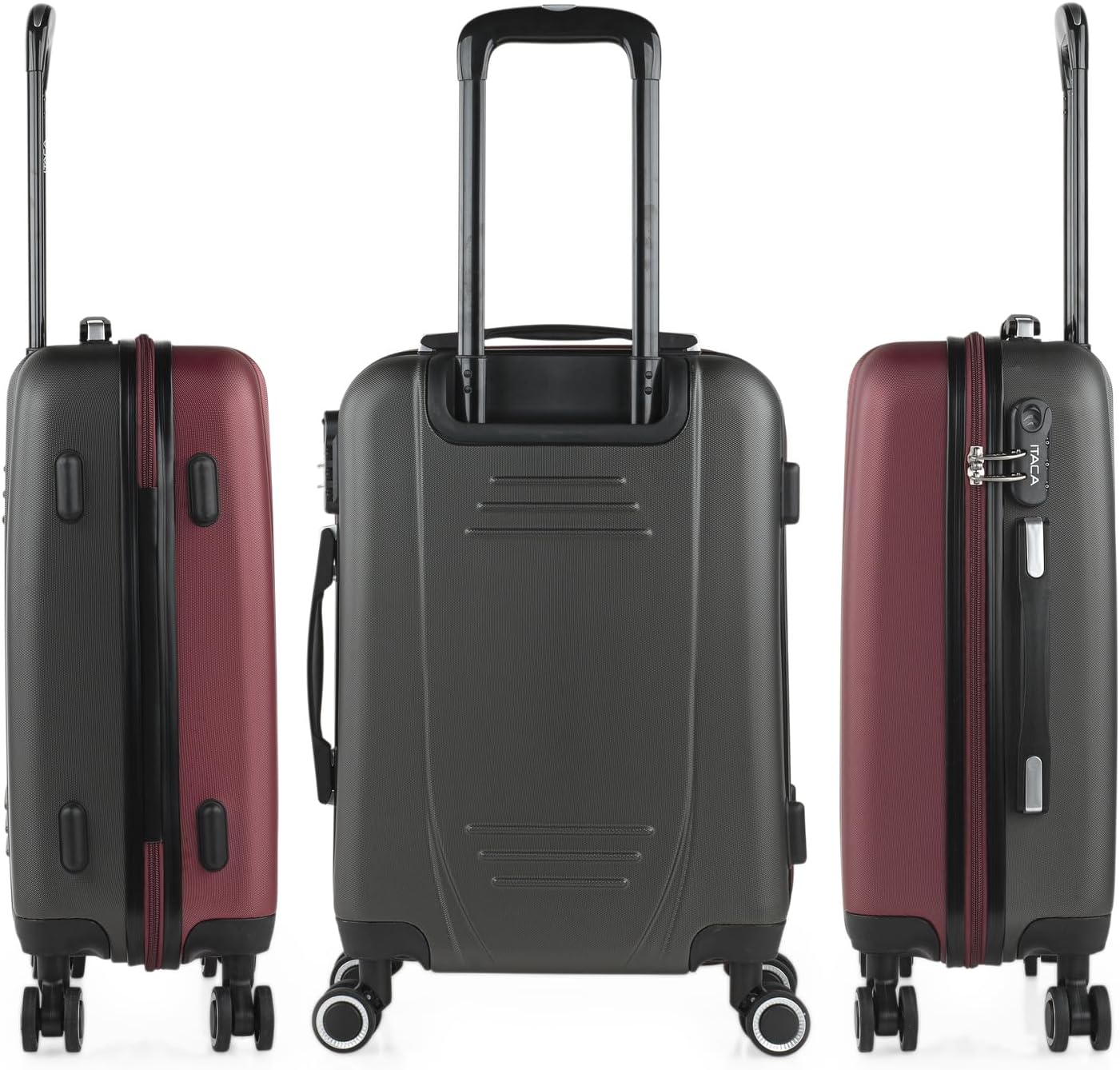 Maletas de Viaje ITACA. Juego Maletas 4 Ruedas - Juego de Maletas de Viaje - Juego Maletas de Viaje Ligeras. Candado de combinacion 71100, Garnet-anthracite, S, Casual