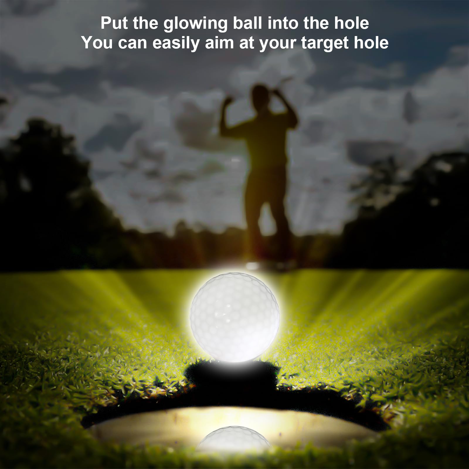 6 Pelotas de Golf Coloridas Light Up Flashing Glowing Pelotas de Golf LED Luminosas para Entrenamiento Nocturno