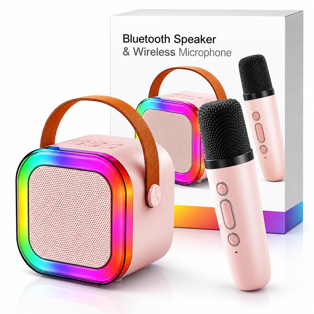 Wireless Bluetooth Karaoke Microphone with HD Speaker & Flashing LED Lights | Rechargeable Portable Singing Mic for All People | Pink (Pack of 1)-image-34