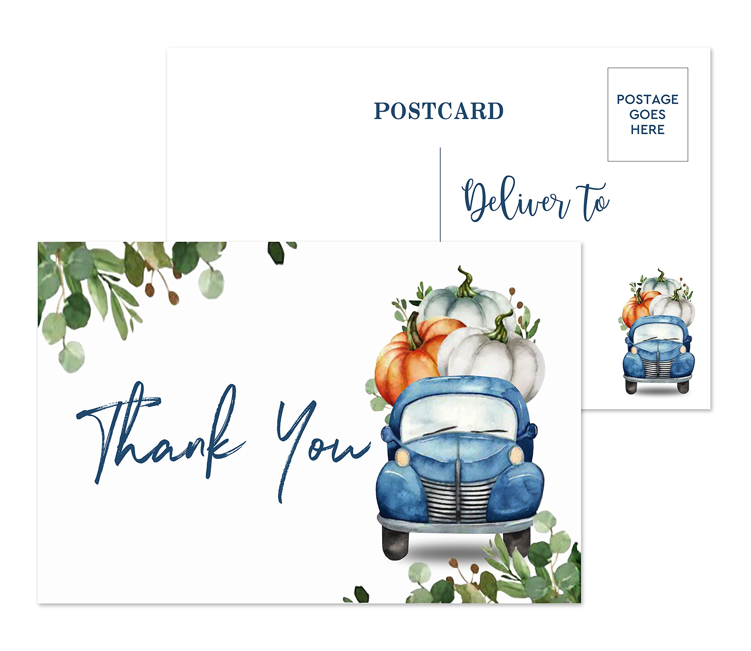 Baby Shower Thank You Postcards, Blue Car Appreciation Post Cards, 25 cards – (bb008-ganxie)