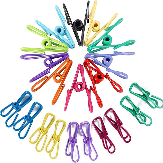 20 Pieces Bag Clips For Food Storage, Multi-coloured Steel & PVC Coated Food Pegs Clips For Sealing Food, Snacks, Coffee, Colorful Clothes Pegs Photo Pegs Clips for Office Home and Kitchen